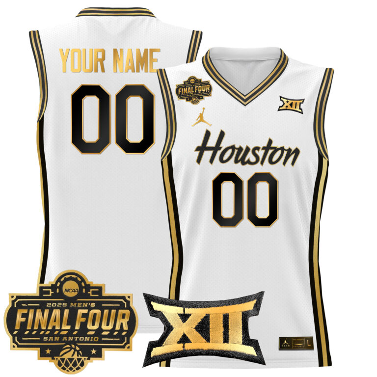 Men Houston Cougars #7 Uzan white 2025 Final Four Patch NCAA Custom Jerseys